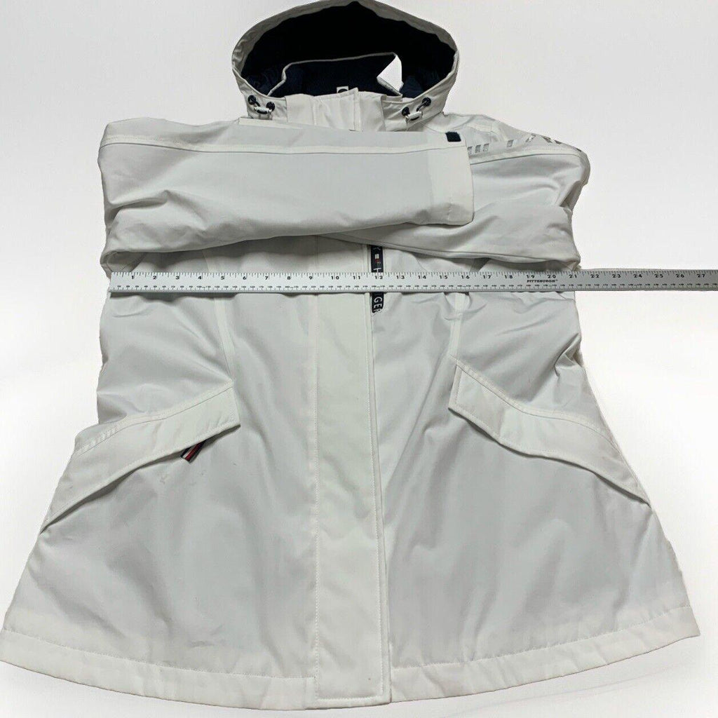 Chaqueta impermeable con capucha Tommy Hilfiger para mujer, color blanco, talla M