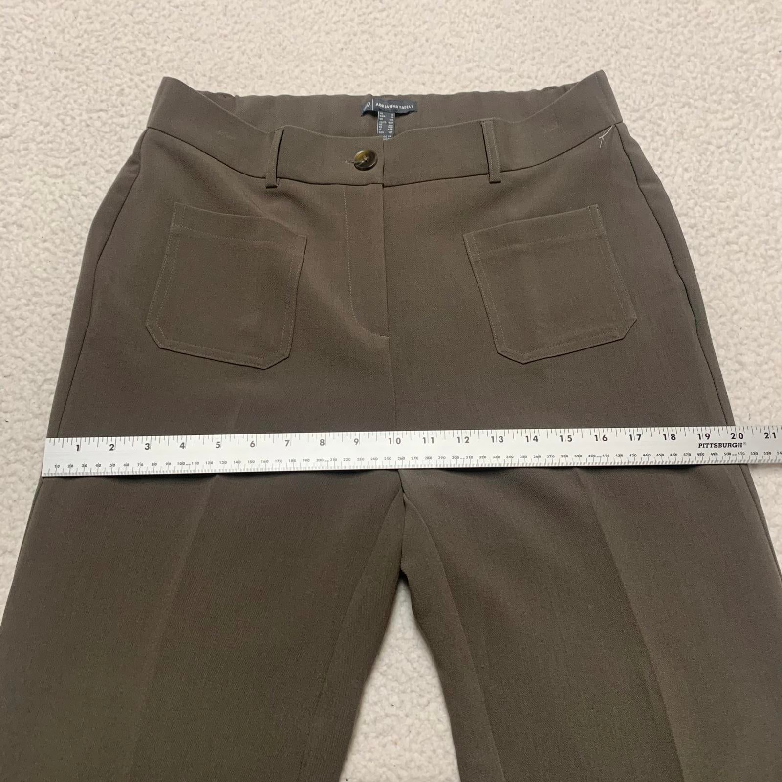 Pantalones anchos marrones con parches Adrianna Papell para mujer, talla 8, talla pequeña, ancho 32 x 26,5