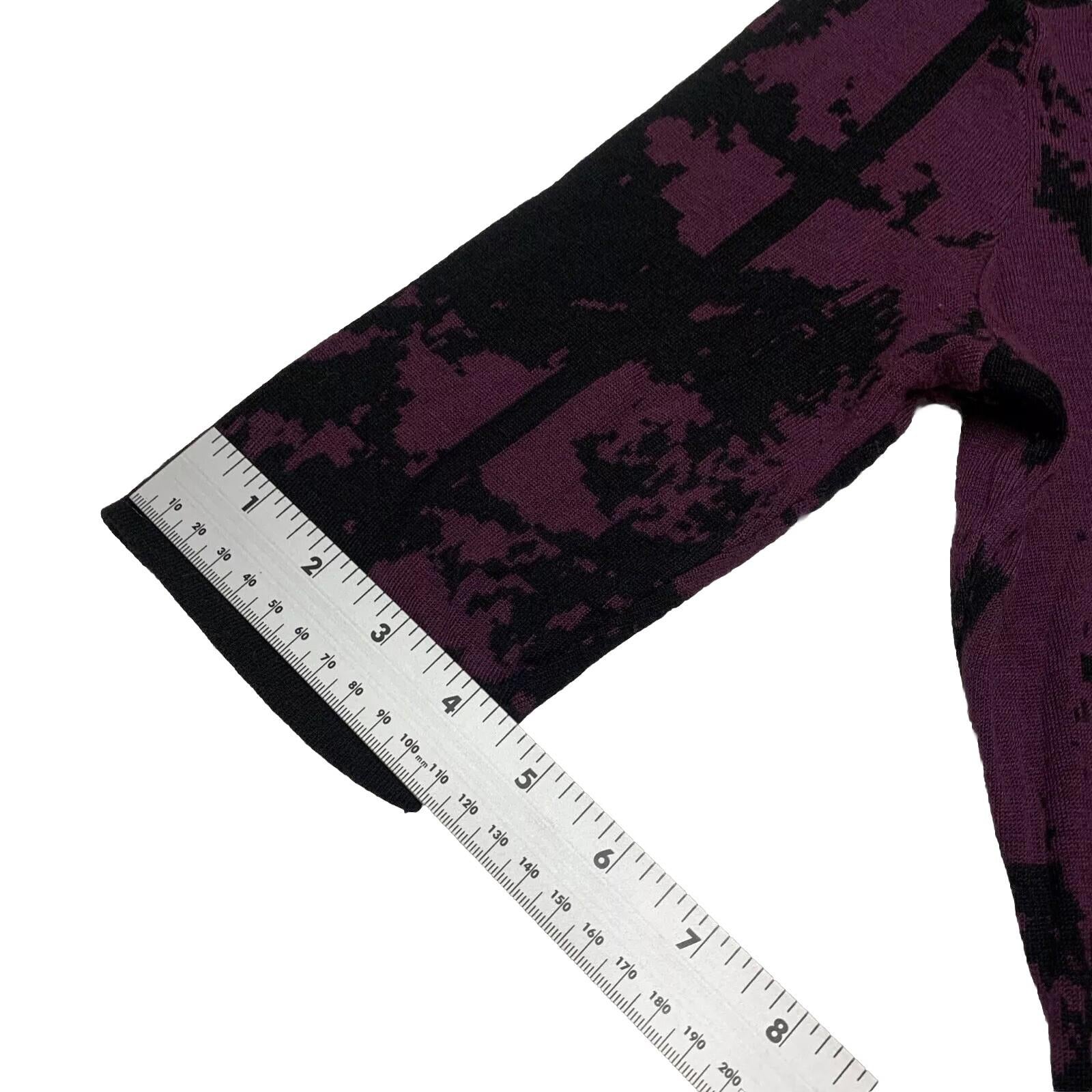 Vestido morado y negro abstracto Simply Vera Vera Wang, talla S, para mujer, con mangas 3/4 hasta la rodilla