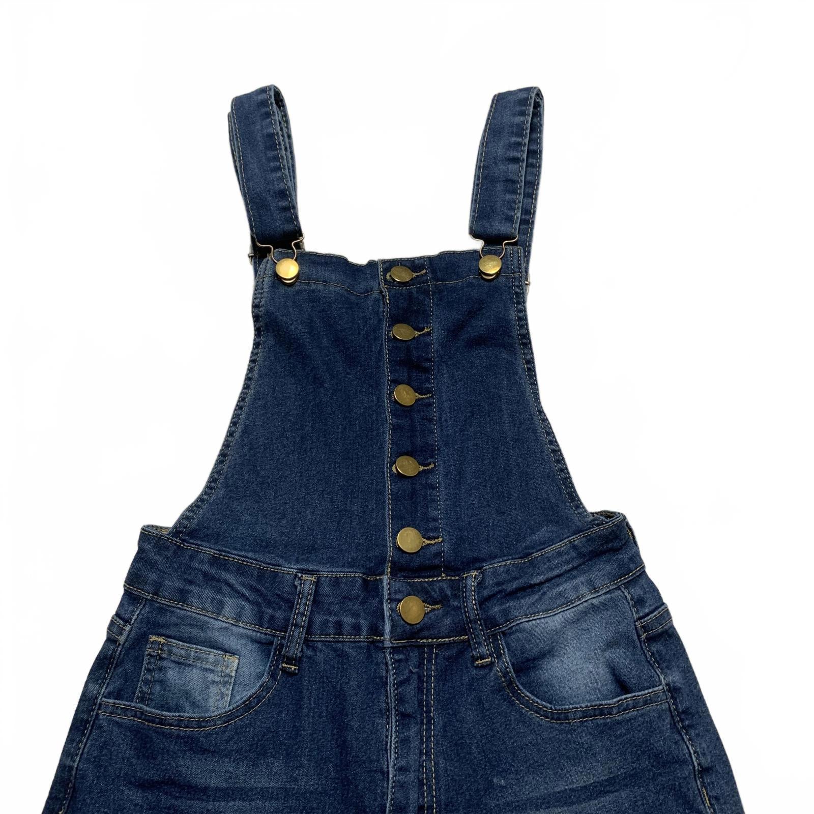 Overol de mezclilla para mujer, talla pequeña, pantalones vaqueros azules con piernas acampanadas