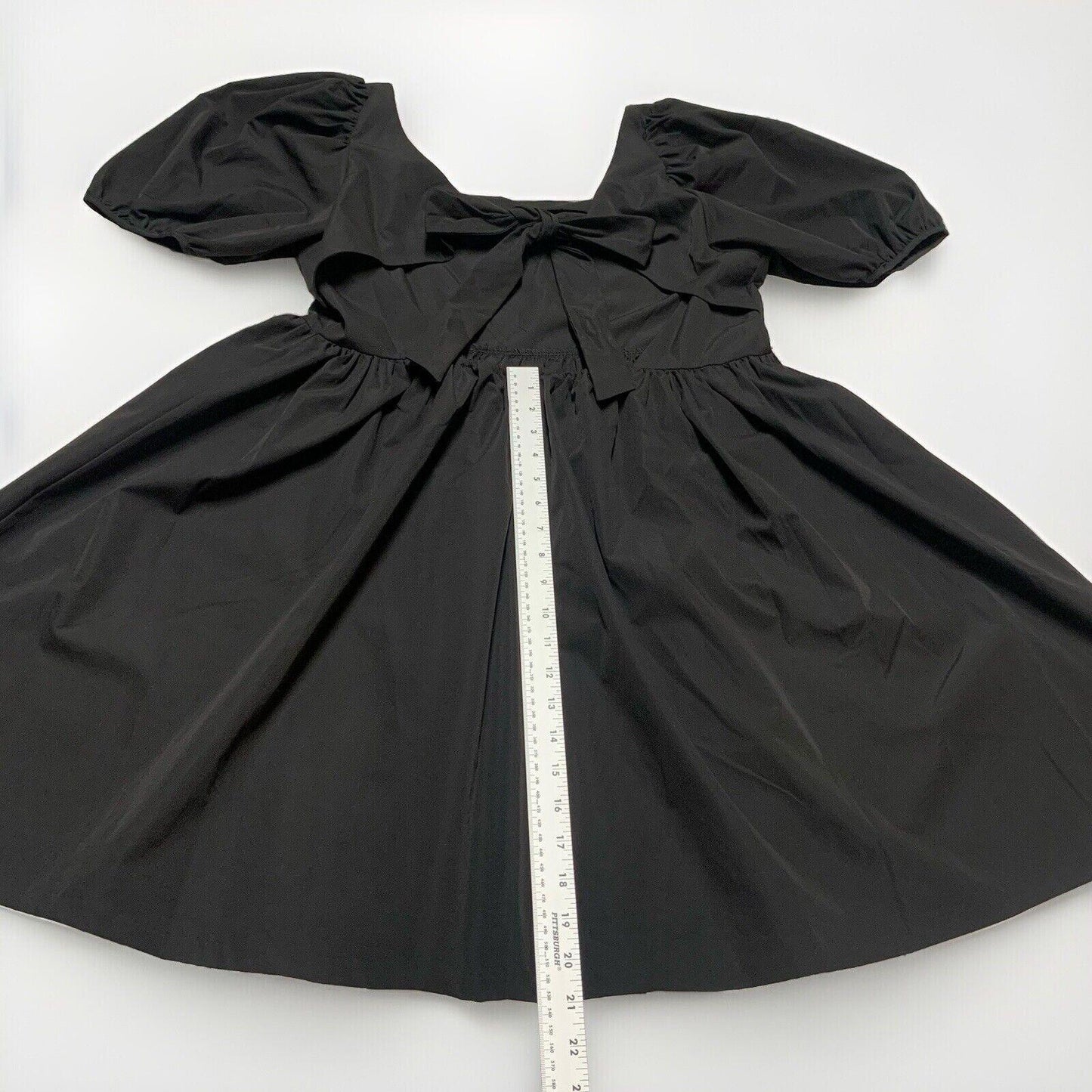 H&M Women’s Size Large Black Sun Dress Puff sleeve Vacation A-Line Cut