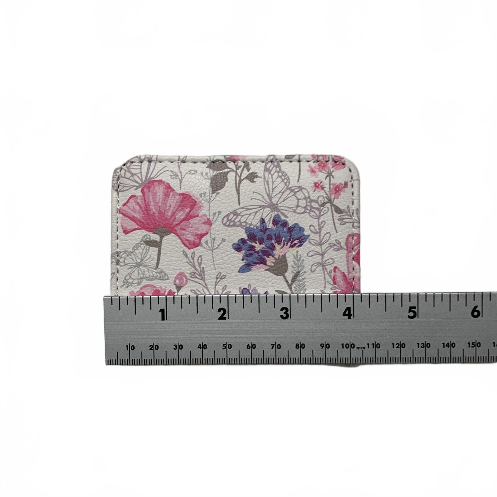 Cartera plegable con broche de 8,5 x 10 cm para niña con estampado floral blanco pastel de LB Money