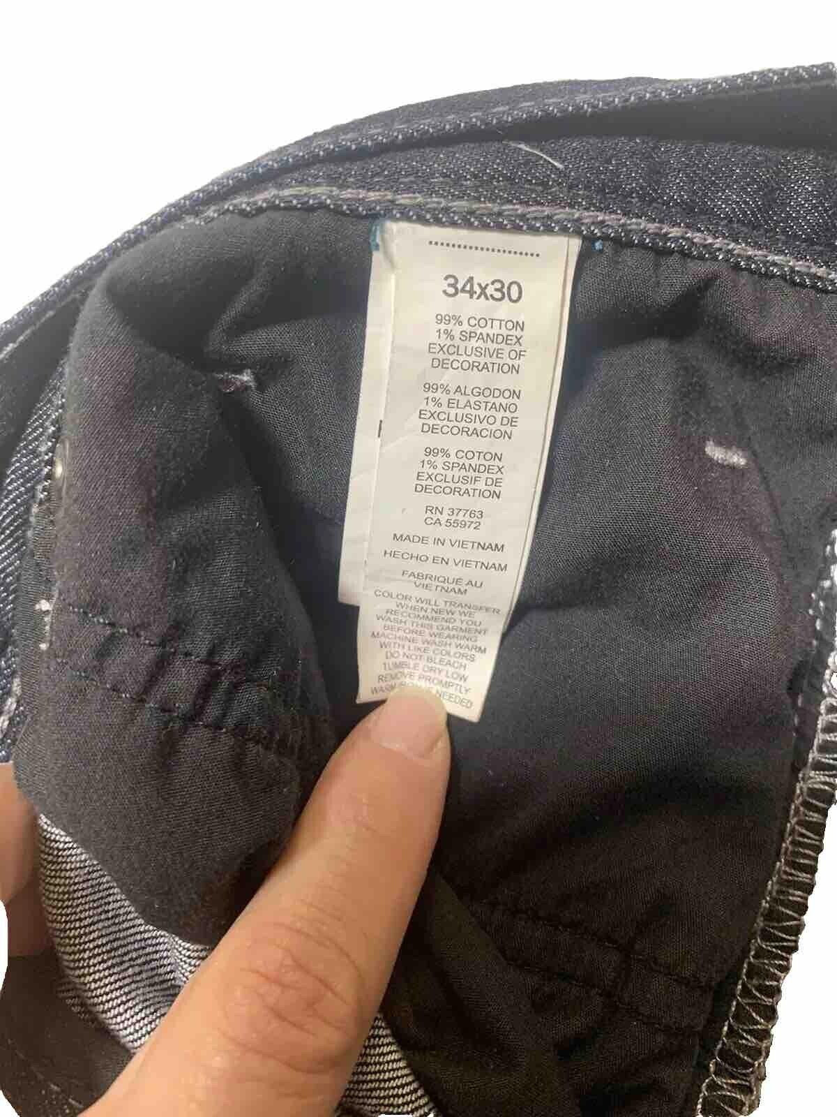 Vaqueros Perry Ellis para hombre, talla 34, 30 L, azul, rectos, etiqueta negra