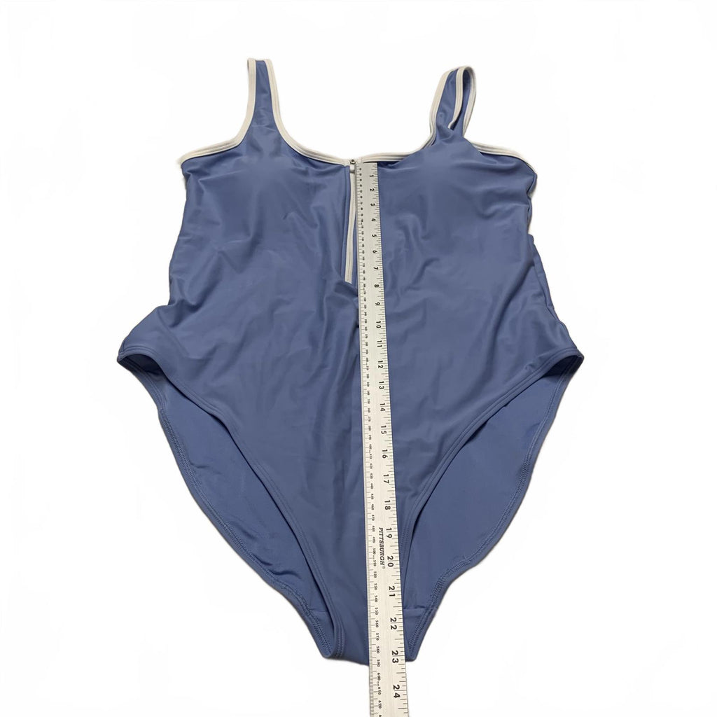 Traje de baño de una pieza azul XXL para mujer de Old Navy con cremallera frontal