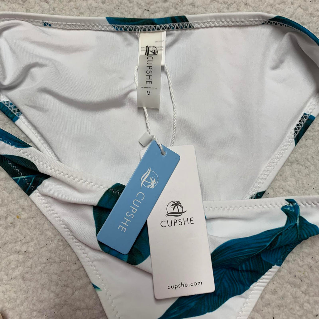 Braguita de bikini Cupshe para mujer, talla M, con estampado de hojas azules