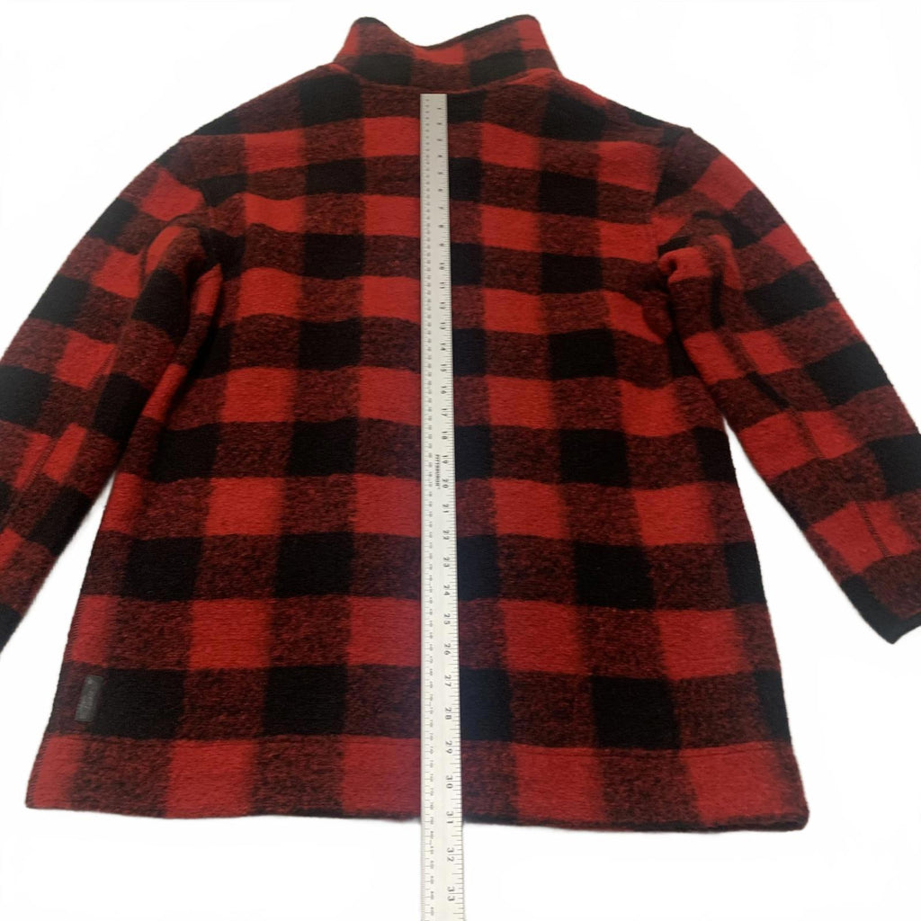 Chaqueta de forro polar con cremallera a cuadros rojos y negros Roots para hombre, talla L, estilo cálido y clásico