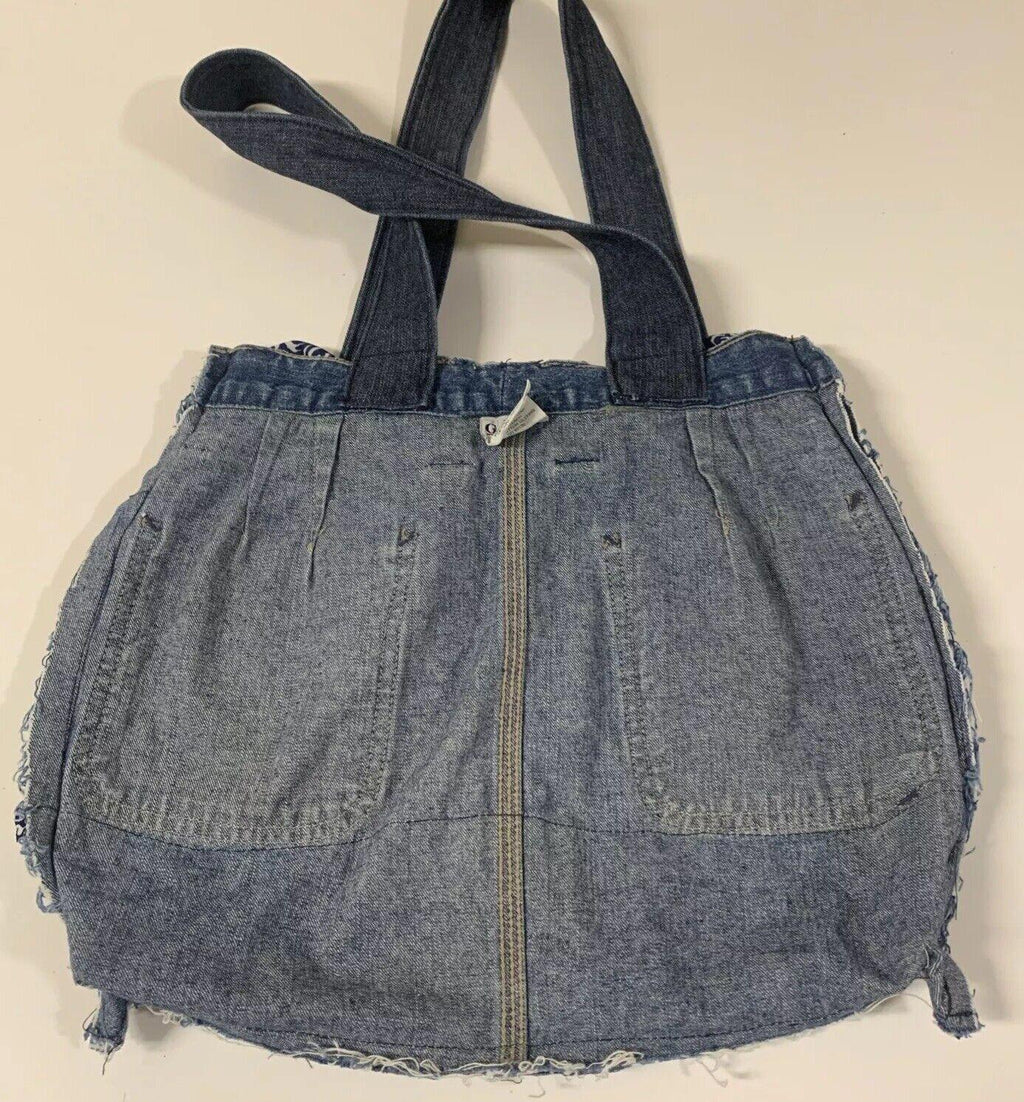 Guess Jeans Authentic Indigo Denim Tote Youth Shoulder Bag Handcrafted Vintage