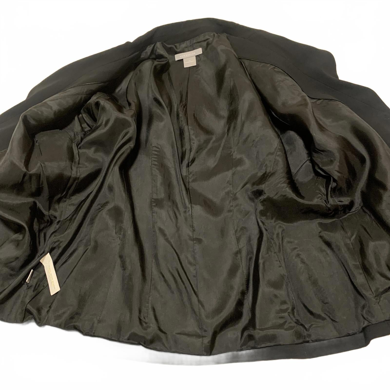 Vintage 90s Ann Taylor Blazer Women’s 14 Black Tailored Career Jacket