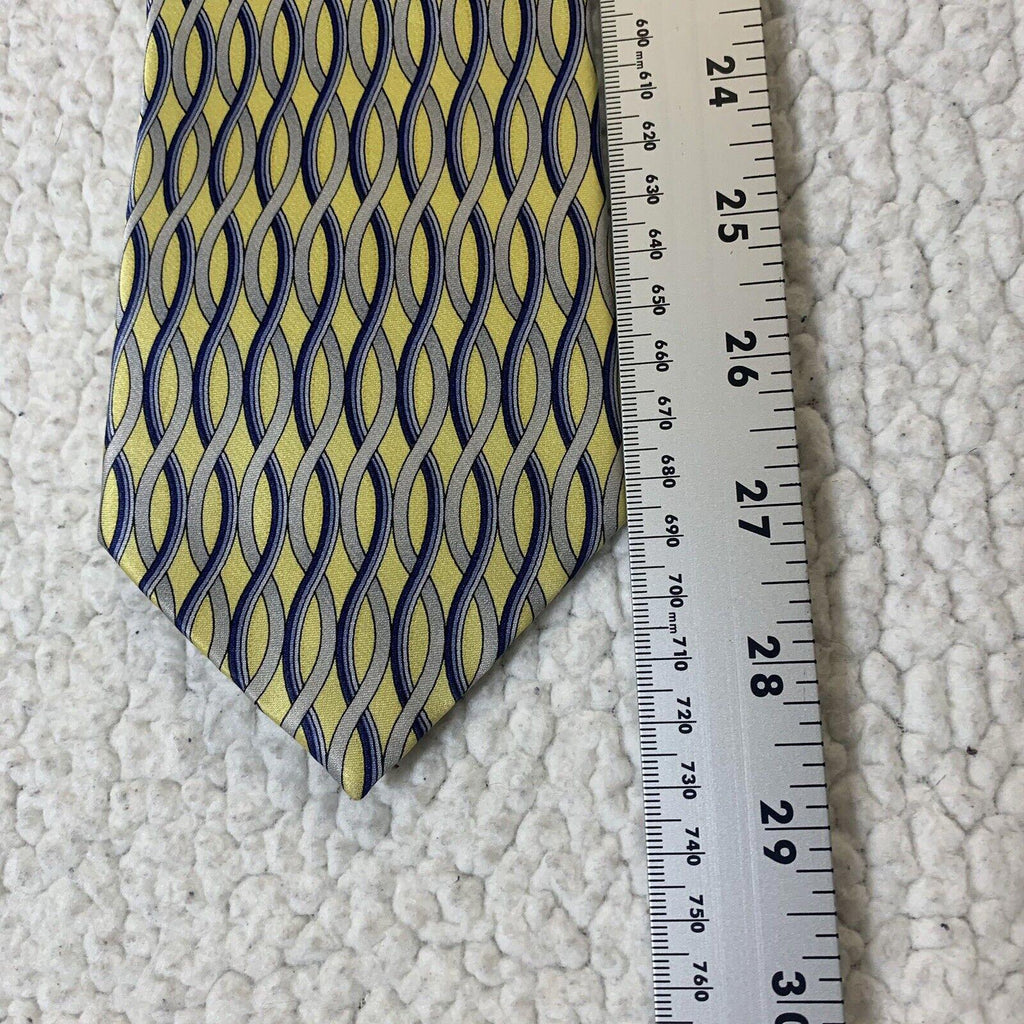 Corbata para hombre Umo Lorenzo, color amarillo, azul y gris, diseño italiano