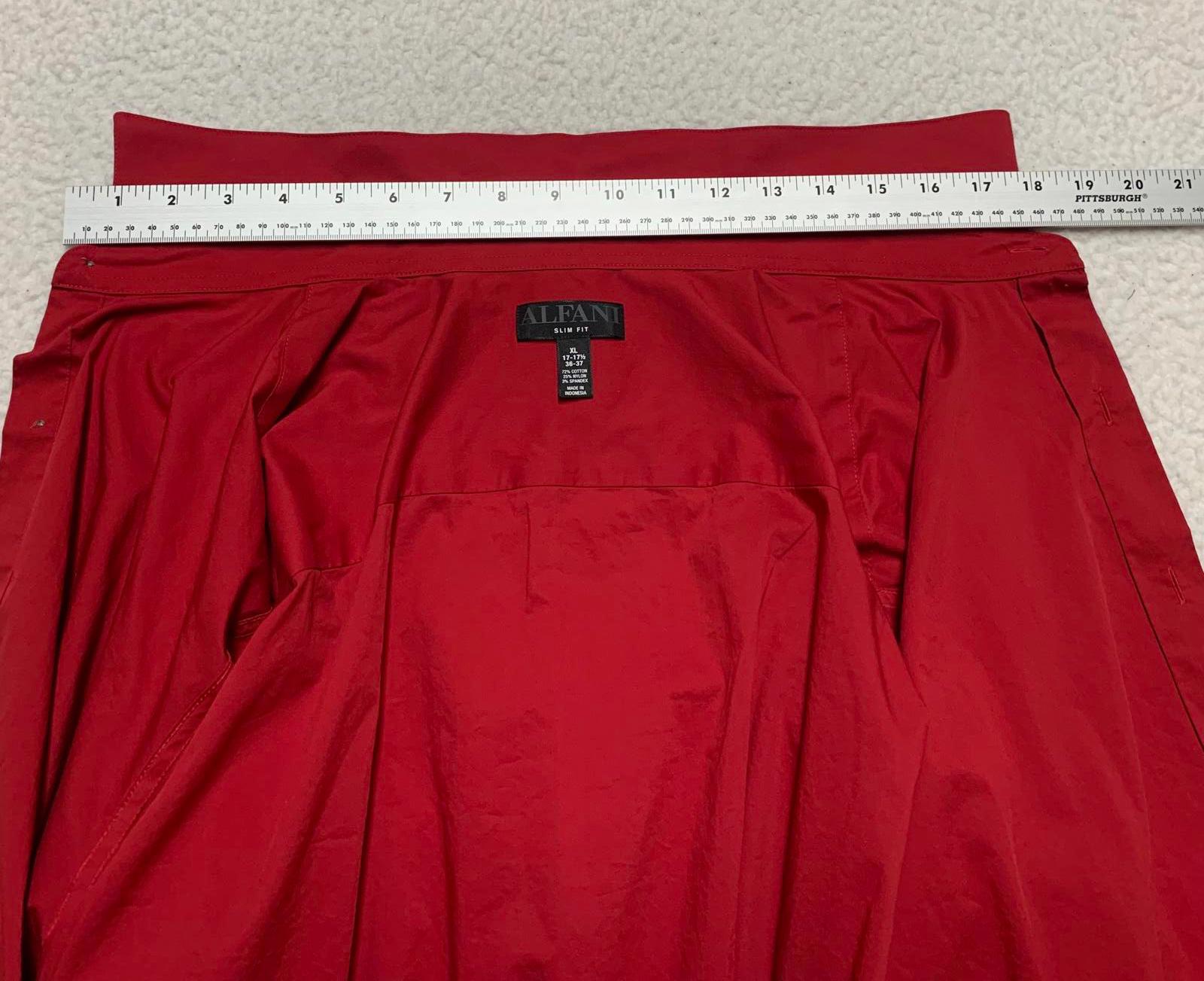 Camisa de vestir Alfani para hombre, talla XL, roja, ajustada, con botones