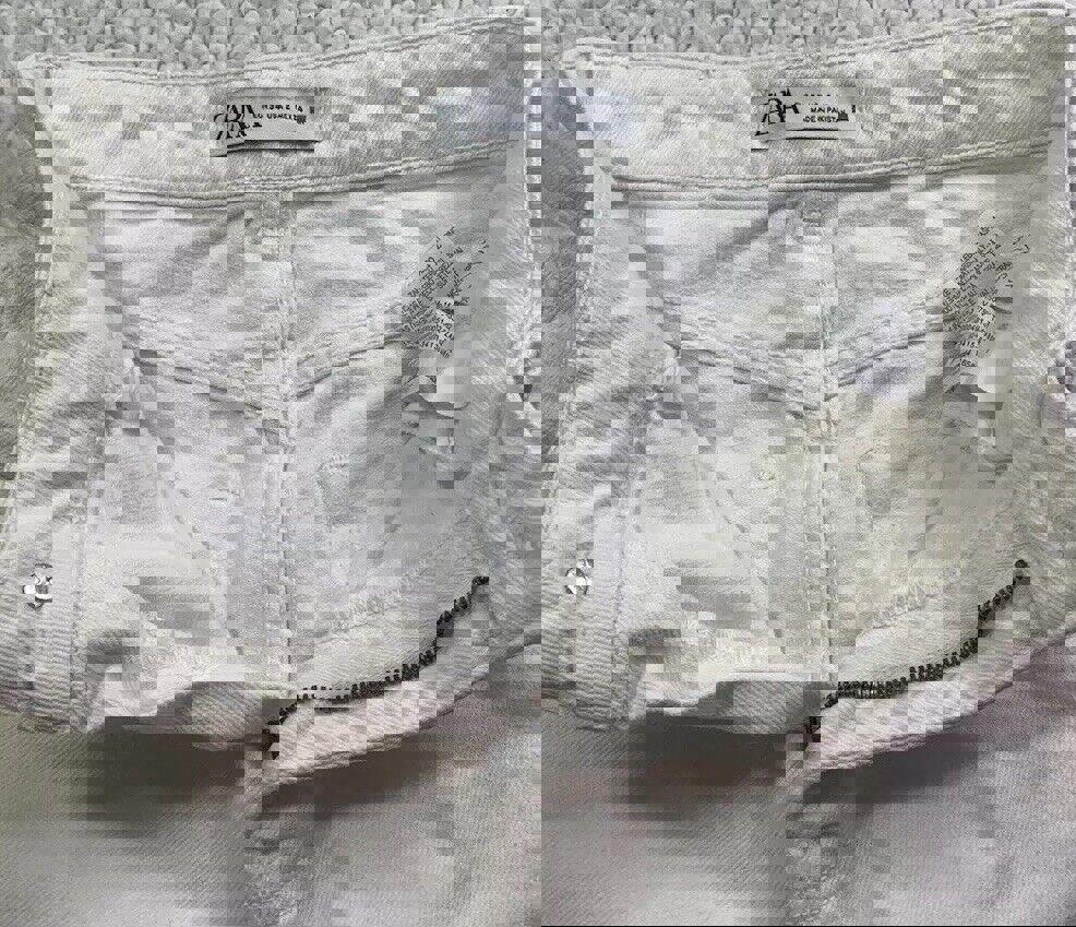 Vaqueros Zara para mujer, talla 2, blancos, pierna ancha, RN 77302