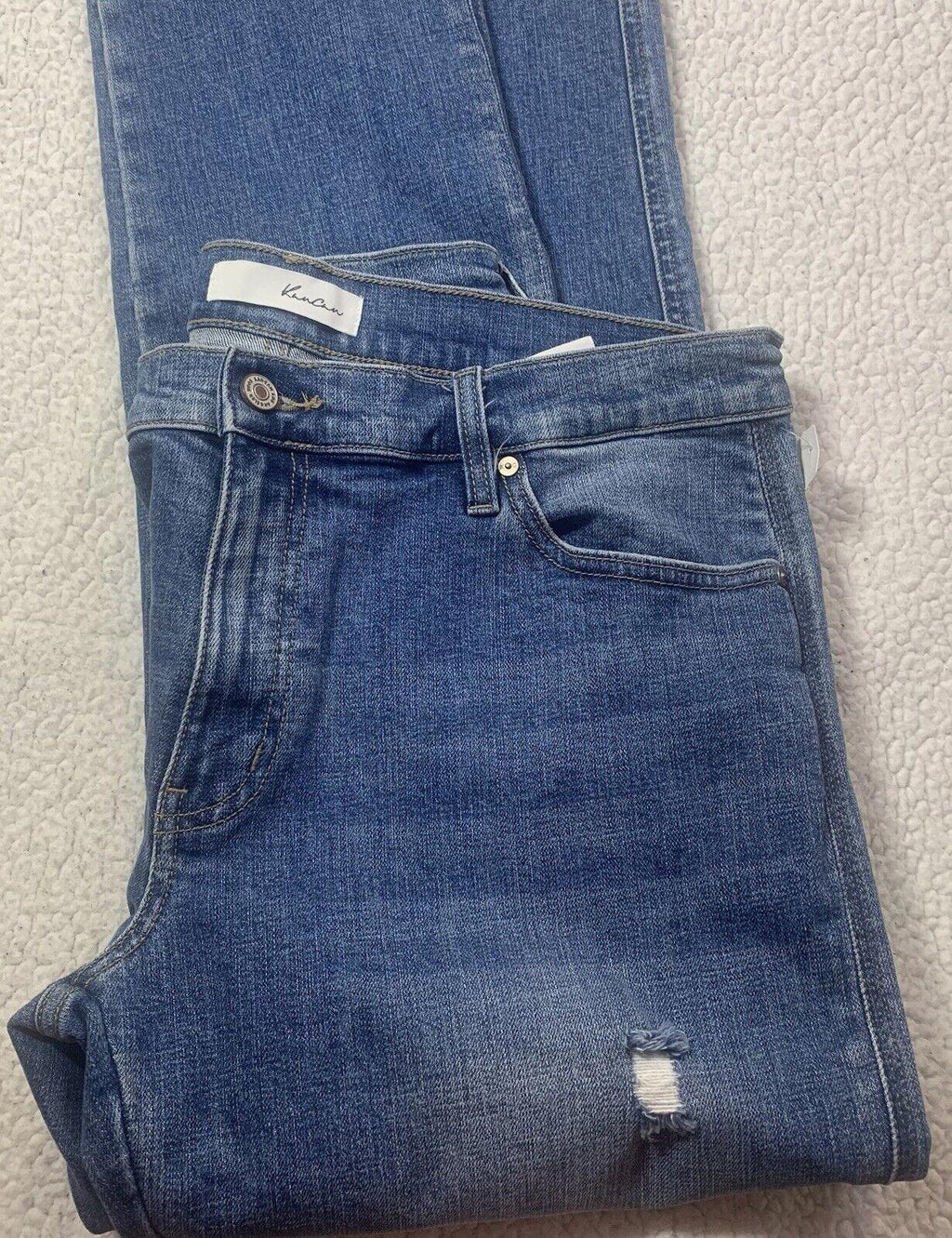 Jeans Kancan para mujer, talla 13.30, azul, desgastado, pierna recta