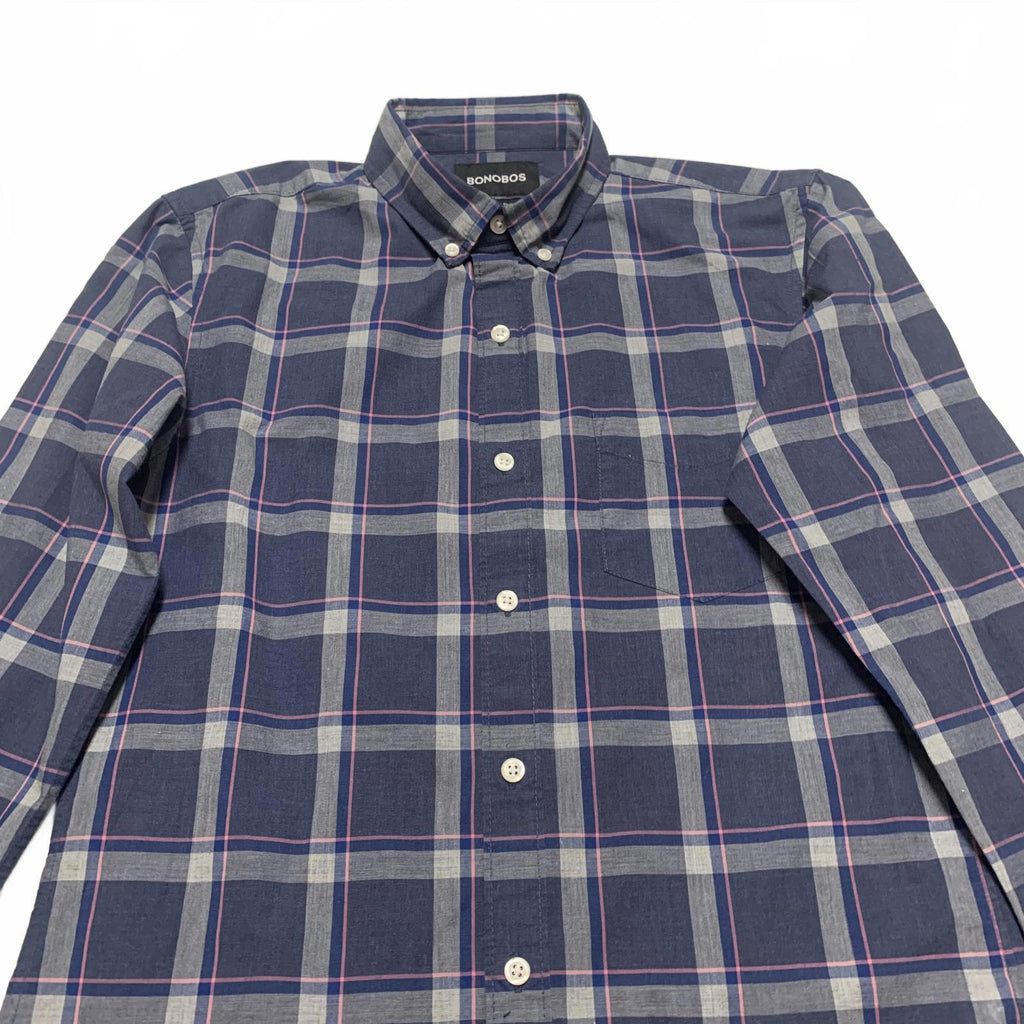 Camisa a cuadros azul de corte entallado Bonobos para hombre, talla pequeña