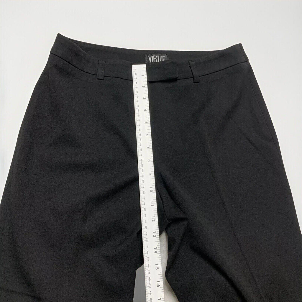 Pantalones de vestir negros Virtue para mujer, talla 12, con trabillas para cinturón y pierna ancha