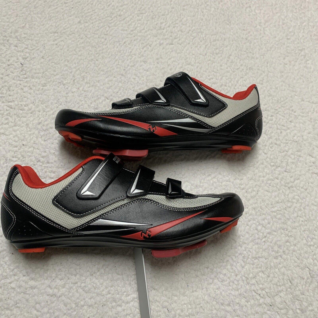 Zapatillas de ciclismo Outdoor Master unisex para mujer, talla 13, para hombre, talla 11, color negro, rojo y gris