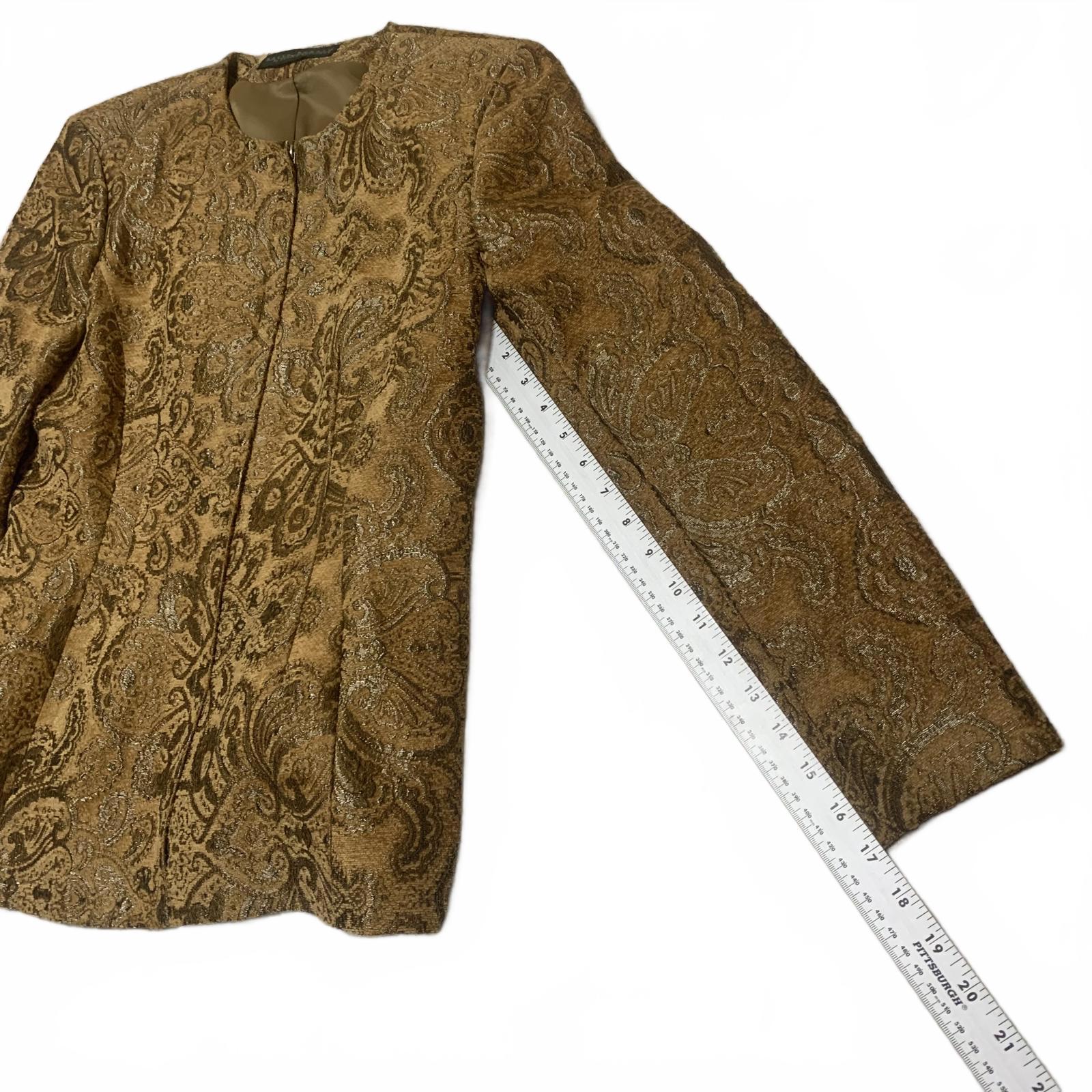 Chaqueta acolchada con cremallera Harvé Benard para mujer, talla M/L, estampado de cachemira dorado mostaza