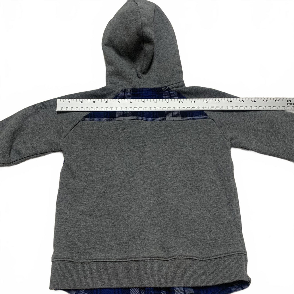 Camisa con capucha de franela azul gris Brums para niños, talla 5, algodón