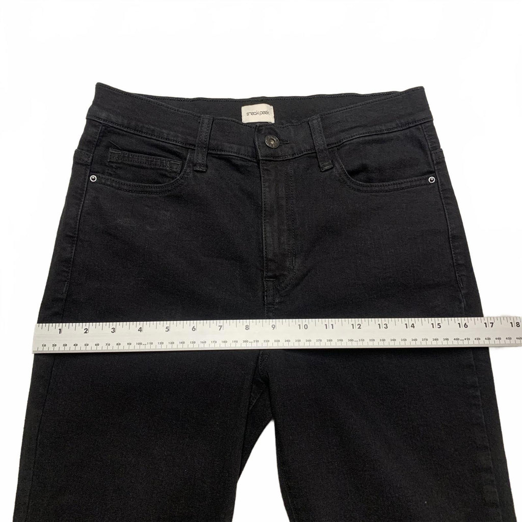 Adelanto de los jeans con cordones laterales lavados en negro, talla 7 para jóvenes, 27.5 x 27