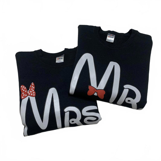 Jerzees Couples Matching Mr & Mrs Sweatshirts Small Large Black