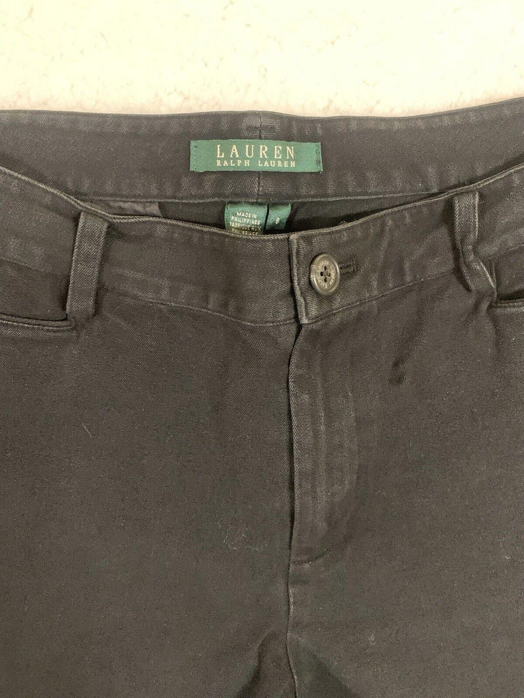 Pantalones chinos Lauren Ralph Lauren para mujer, talla 8, pierna recta, negros