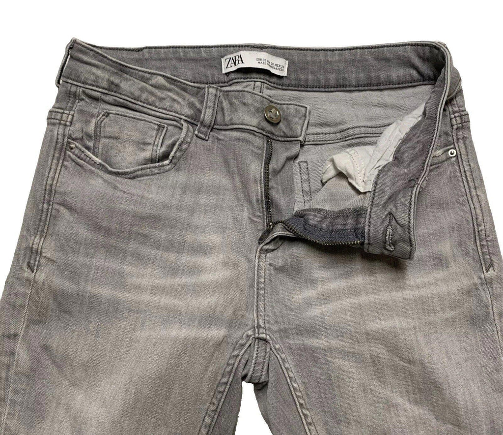 Vaqueros desgastados ajustados de lavado claro gris talla 6 para mujer de Zara