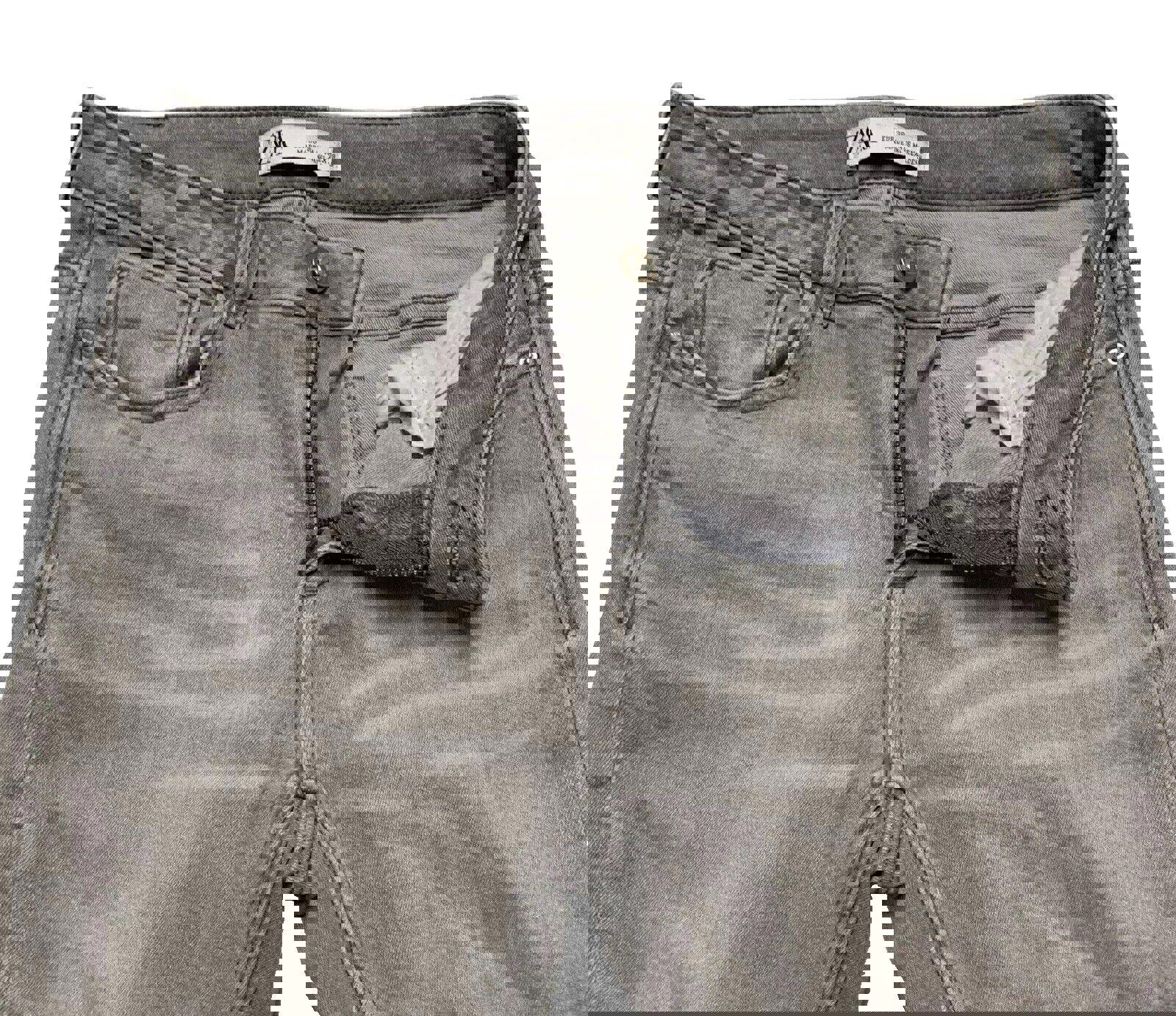 Vaqueros desgastados ajustados de lavado claro gris talla 6 para mujer de Zara