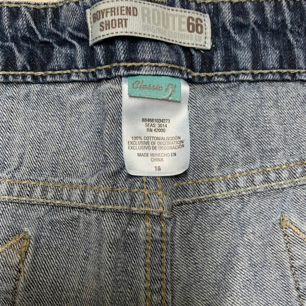 Pantalones cortos vaqueros desgastados azules Route 66 para mujer, talla 16, talla 37