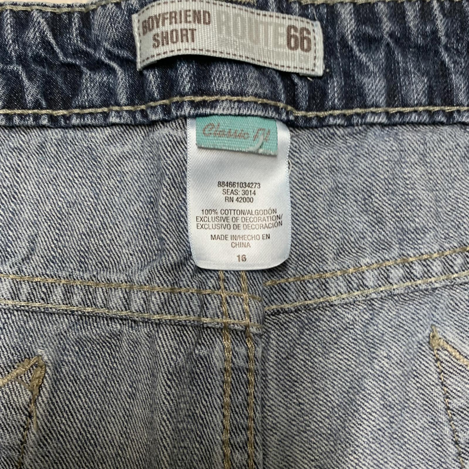 Pantalones cortos vaqueros desgastados azules Route 66 para mujer, talla 16, talla 37