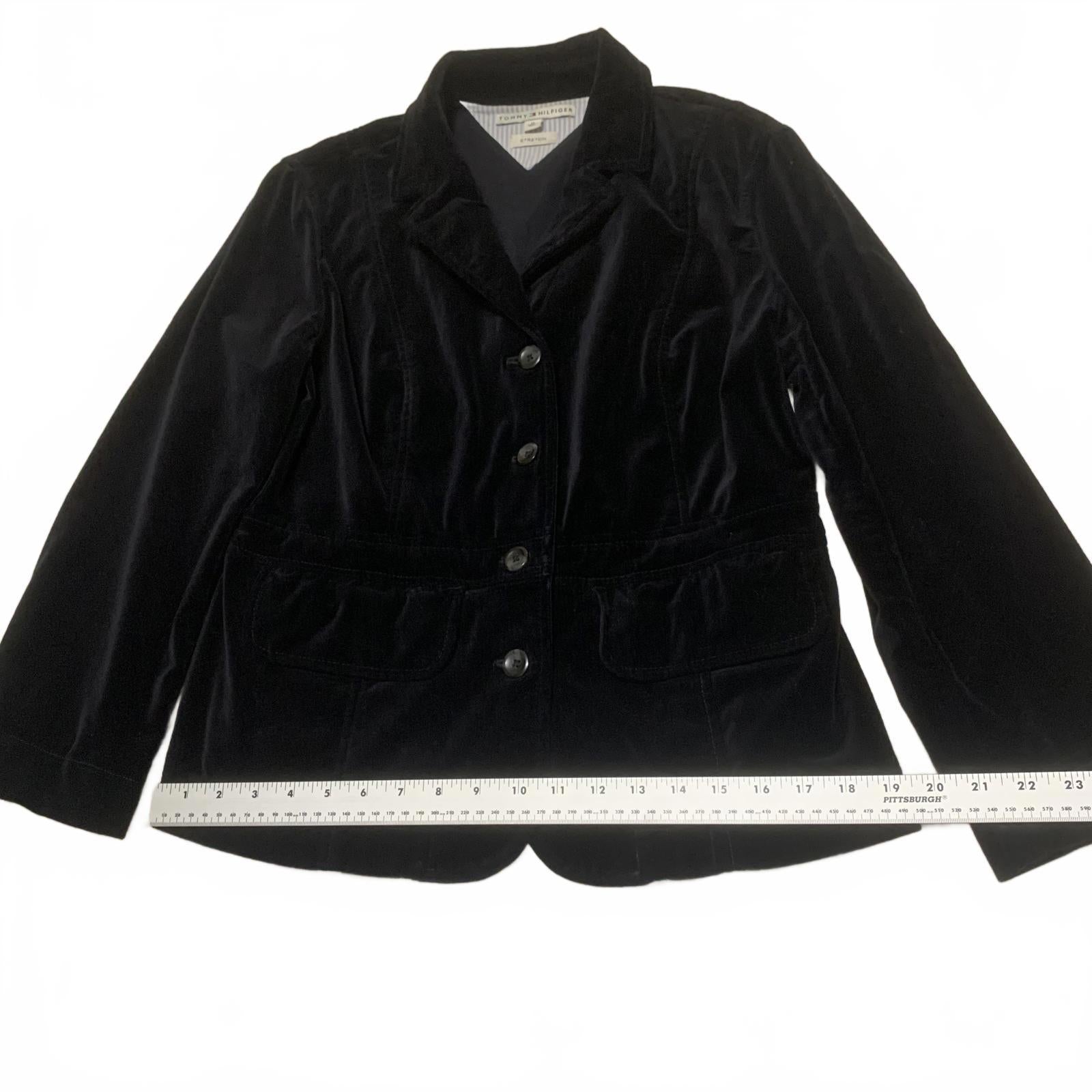 Blazer clásico de terciopelo negro Tommy Hilfiger para mujer, talla 12, chaqueta elegante