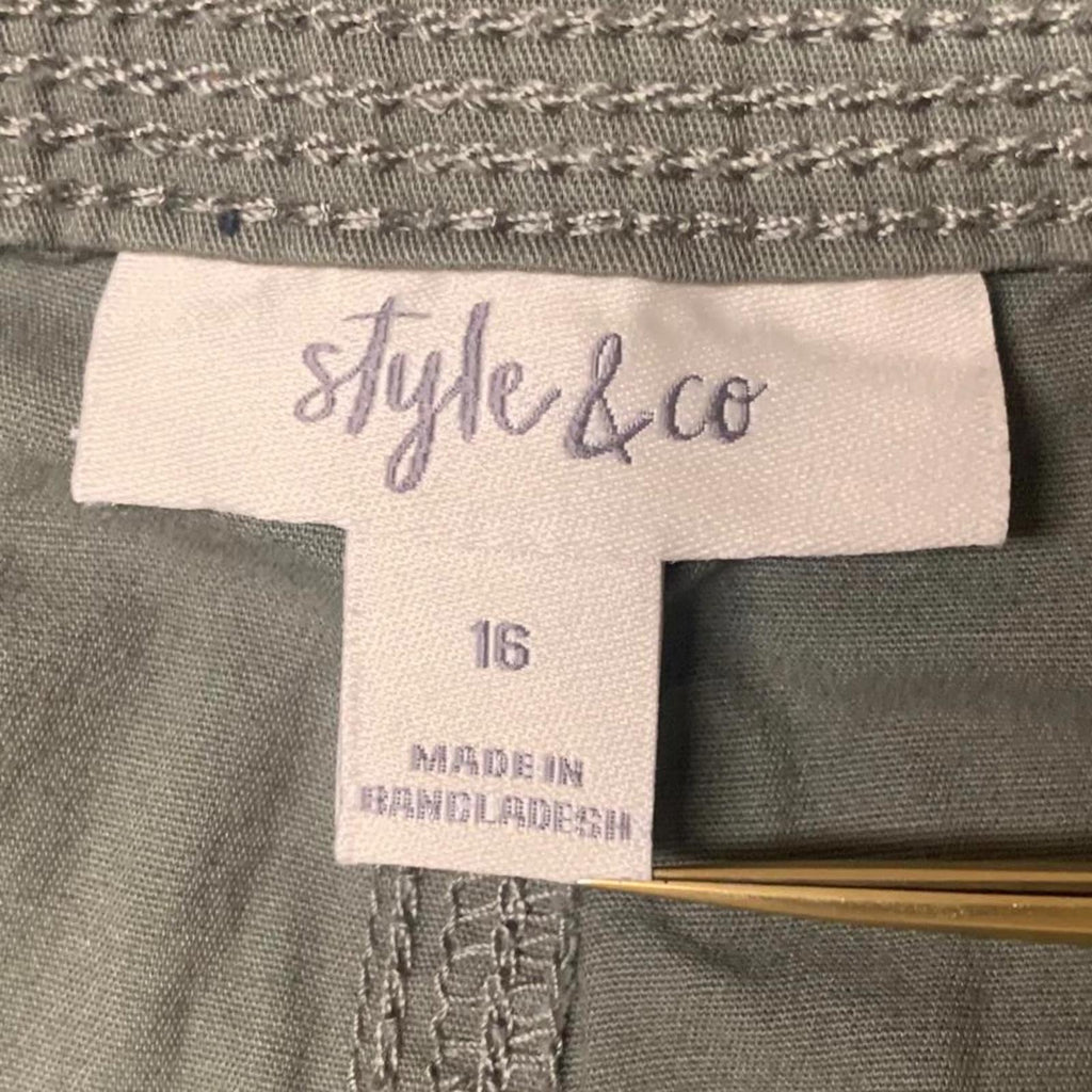 Pantalones capri cargo verde oliva para mujer, talla 16, talla 37, elásticos, de Style &amp; Co.