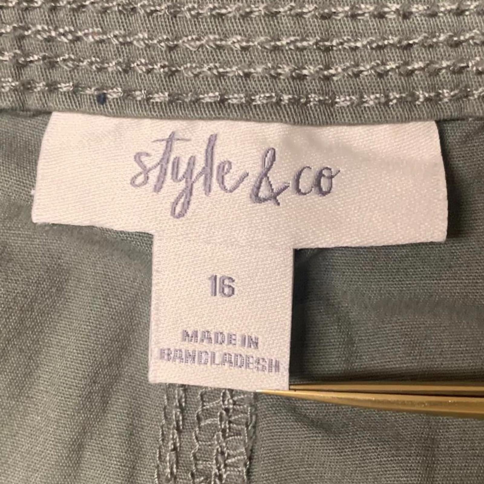 Pantalones capri cargo verde oliva para mujer, talla 16, talla 37, elásticos, de Style &amp; Co.