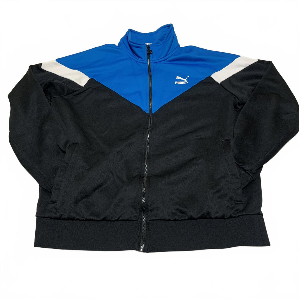 Chaqueta deportiva Puma para hombre, talla L, color negro y azul rey, con cremallera