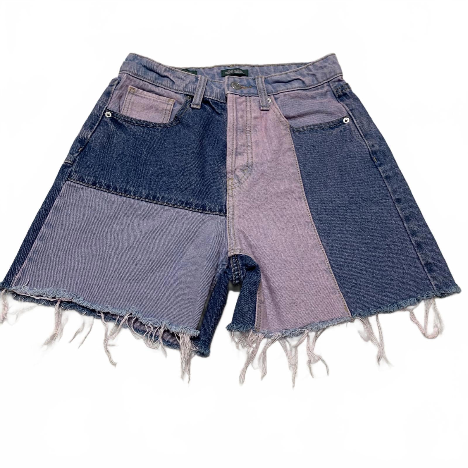 Pantalones cortos vaqueros con parches en azul y rosa para mujer de Wild Fable, talla 0, 24,5