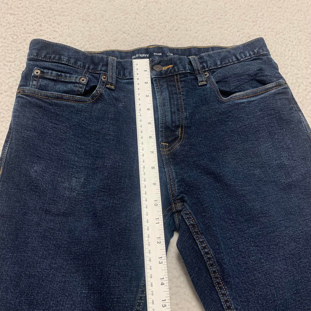 Vaqueros ajustados de lavado azul oscuro de Old Navy para hombre, talla 34 x 30, 32 x 29 (talla real)
