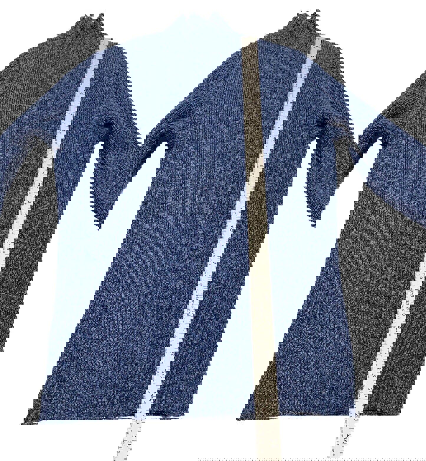 Suéter Express para mujer, cuello alto pequeño, punto trenzado acanalado, azul jaspeado