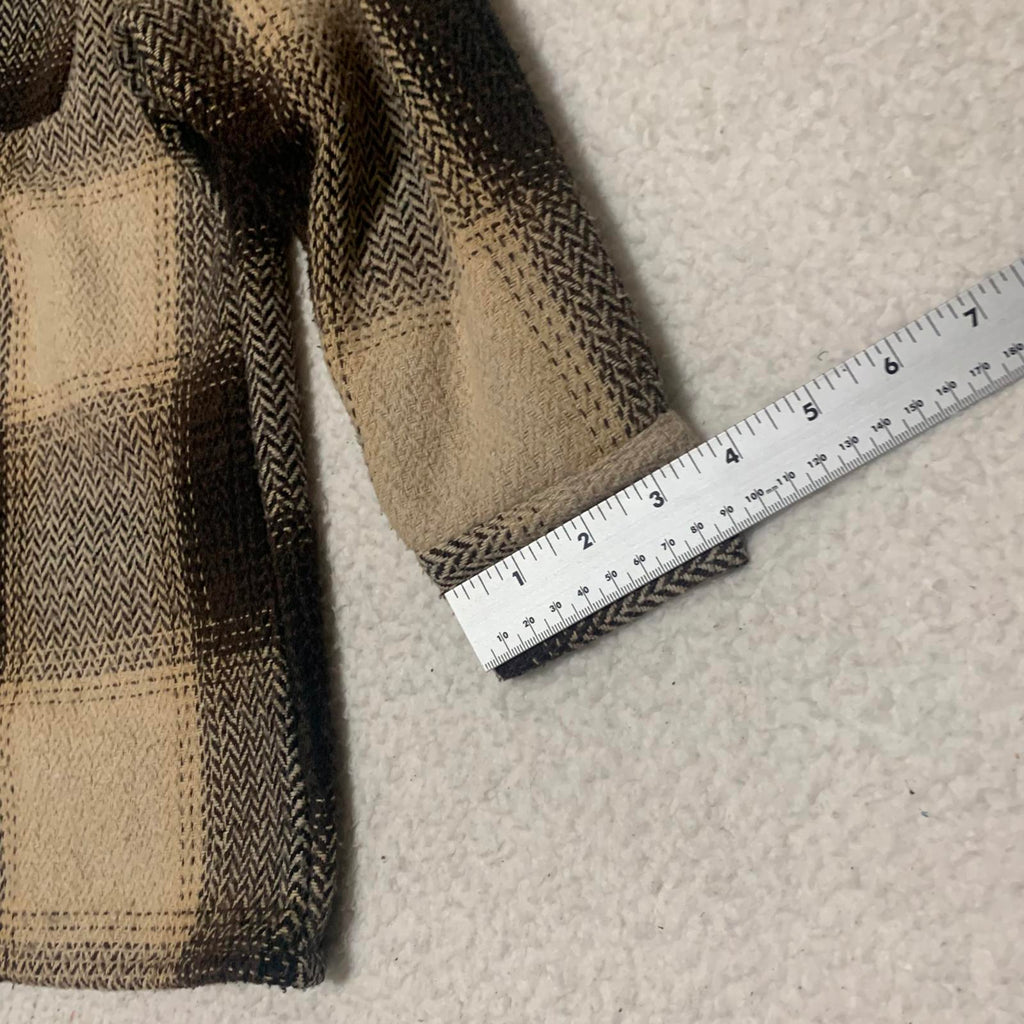Amaryllis XS Beige Brown Plaid Button-Up Jacket  Cozy Fall Layering Piece