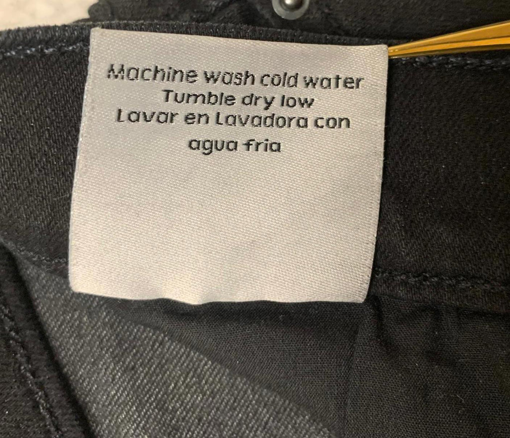 Adelanto de los jeans con cordones laterales lavados en negro, talla 7 para jóvenes, 27.5 x 27