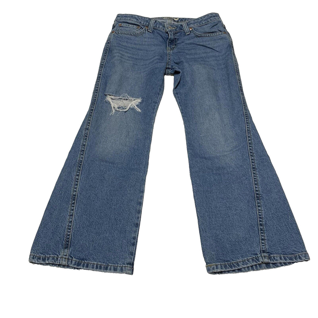 Vaqueros Levi's Premium para mujer, corte acampanado azul, bolsillo con solapa, talla 31/30