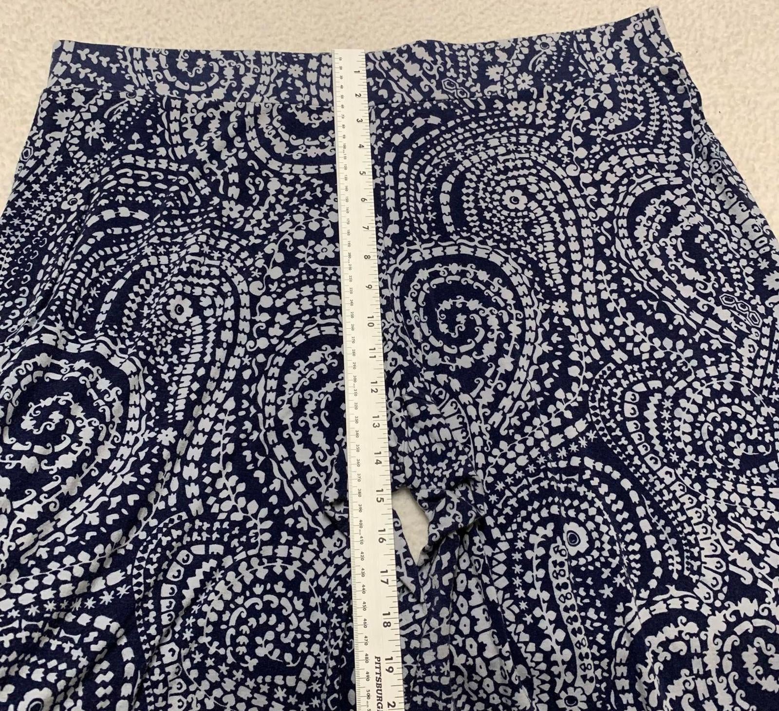 Pantalones anchos con estampado abstracto azul marino para mujer Charter Club Weekend (talla 3X, talla 41)