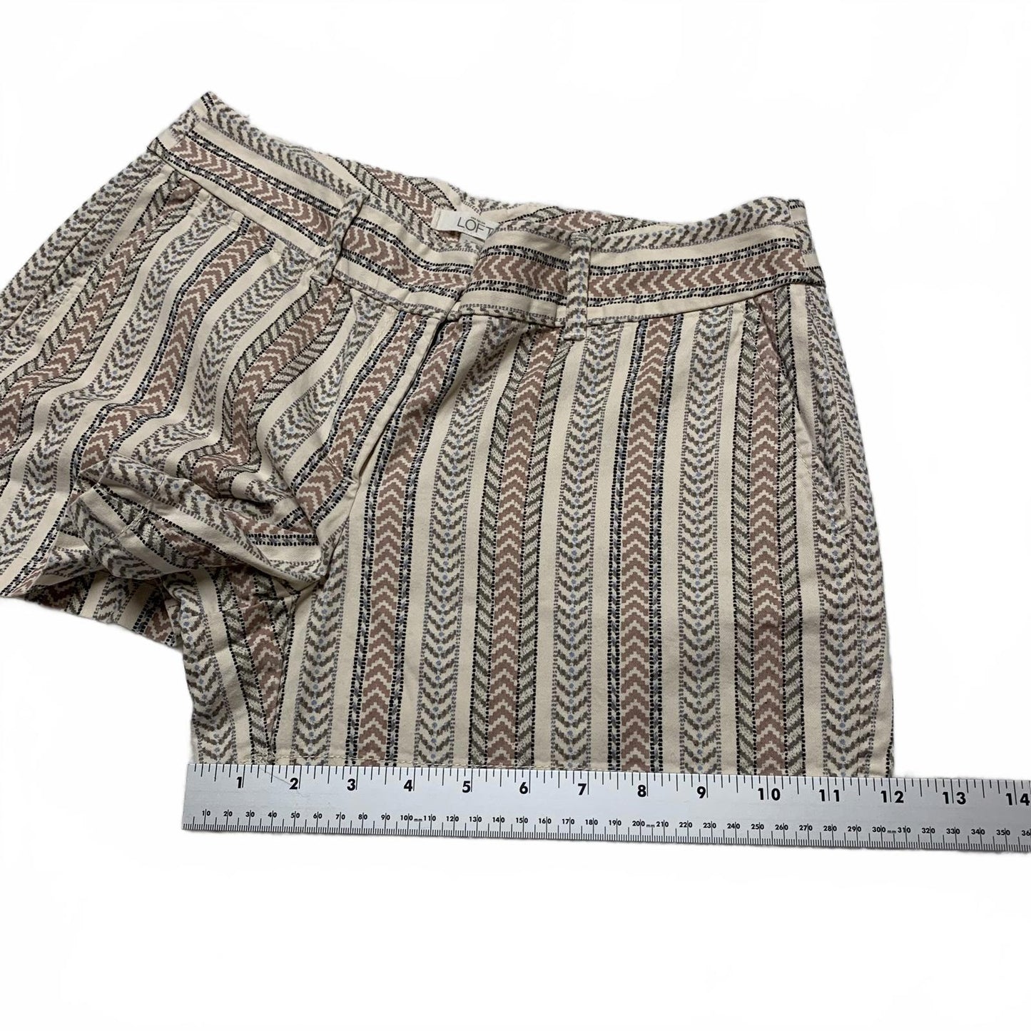 LOFT Women's Size 2 Neutral Beige Vertical Striped Shorts W 30.5 India