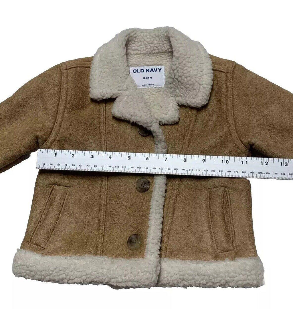 Abrigo Sherpa de ante sintético camello para bebé de Old Navy, talla 18-24 M