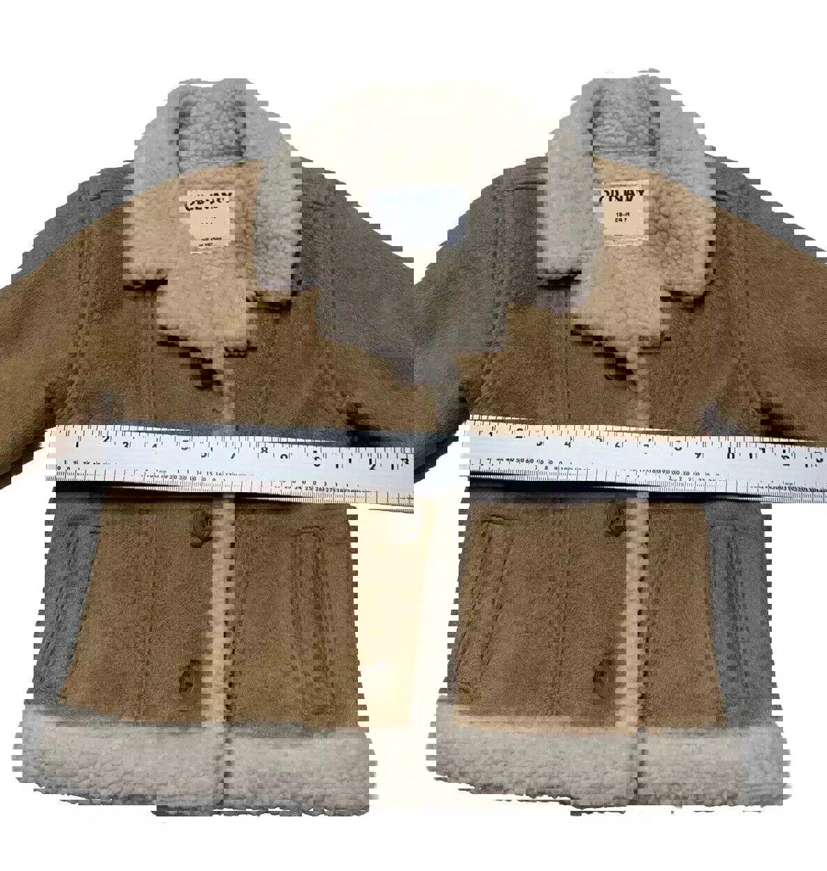 Abrigo Sherpa de ante sintético camello para bebé de Old Navy, talla 18-24 M