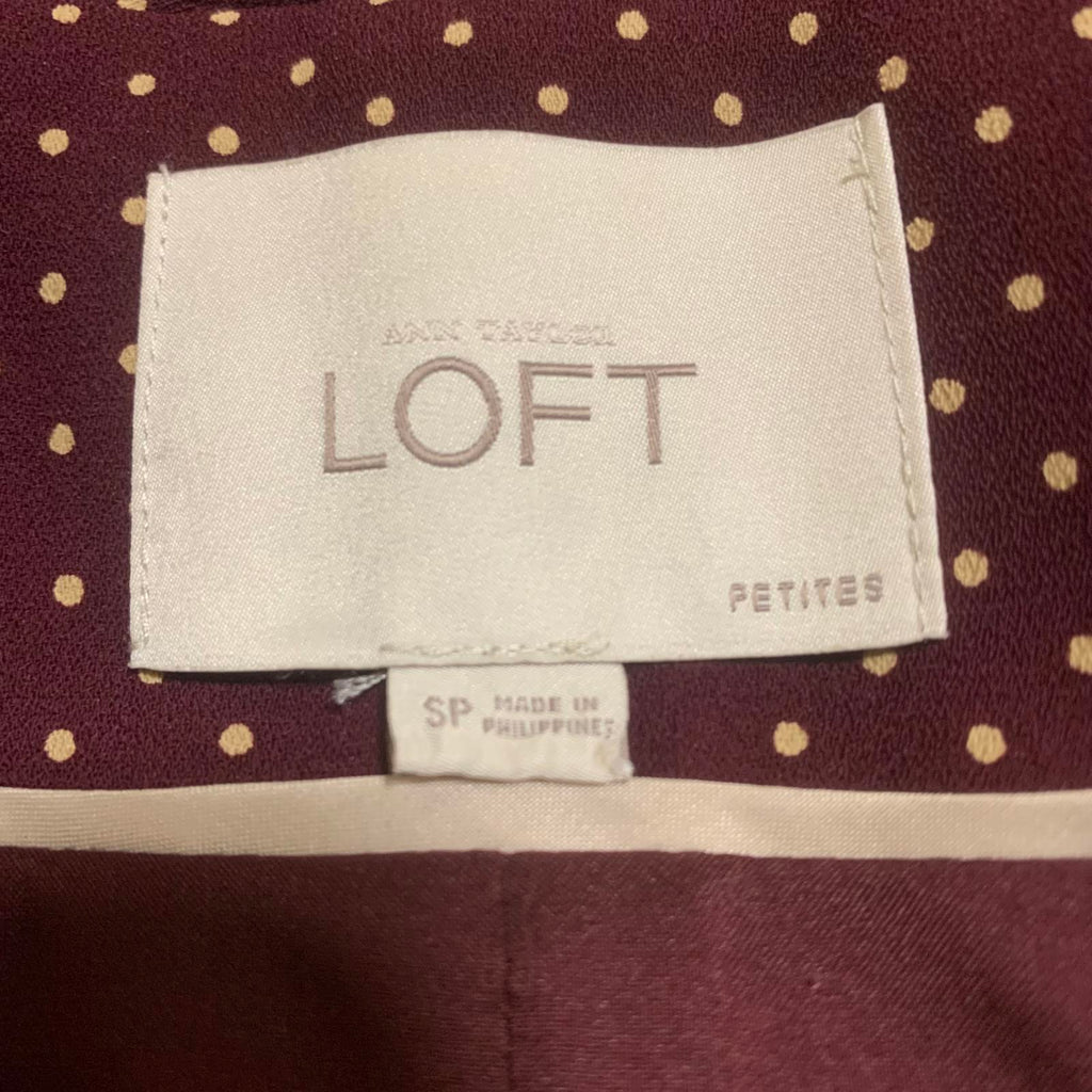LOFT Ann Taylor Women's Jacket Size S Petite Burgundy Polka Dot Blazer