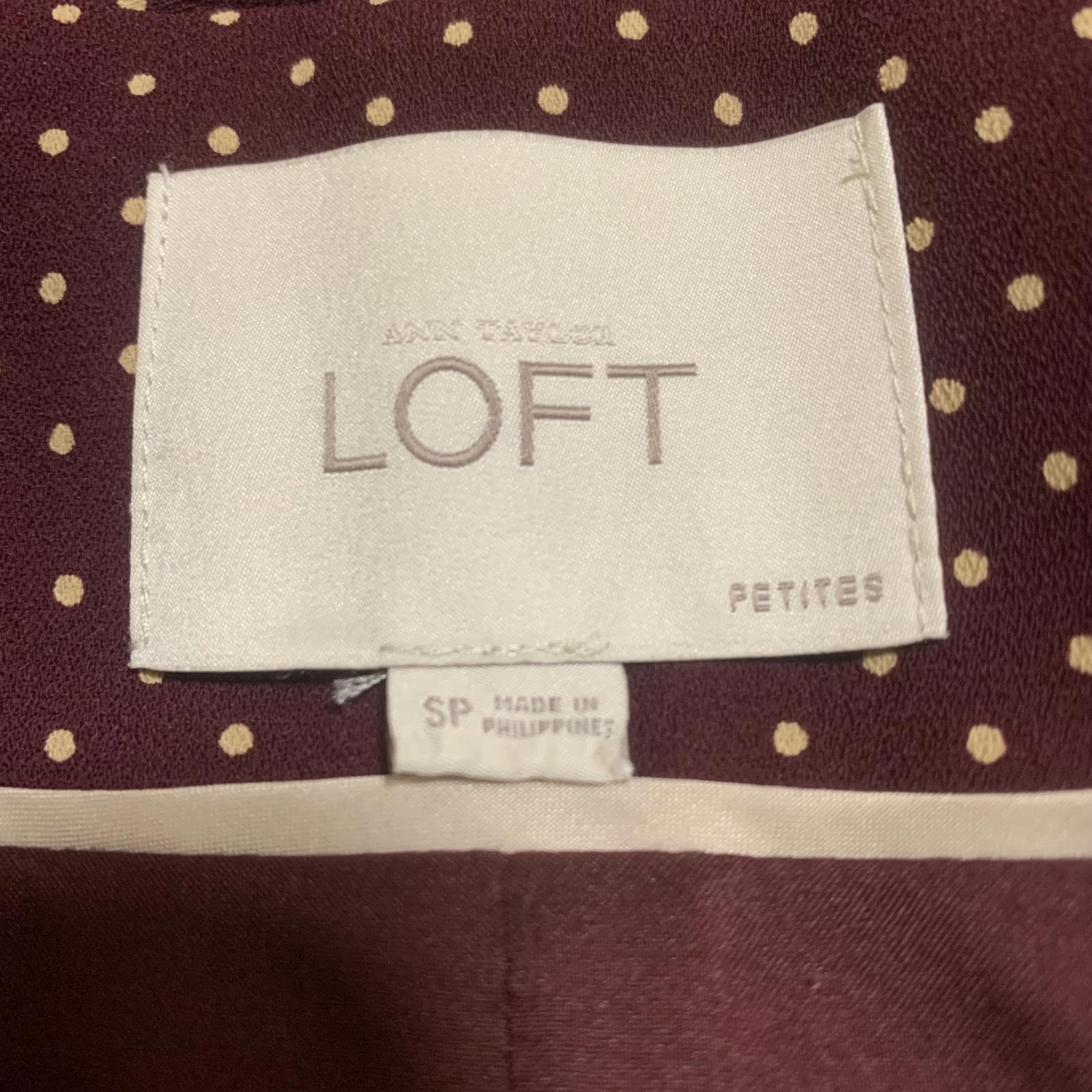 LOFT Ann Taylor Women's Jacket Size S Petite Burgundy Polka Dot Blazer