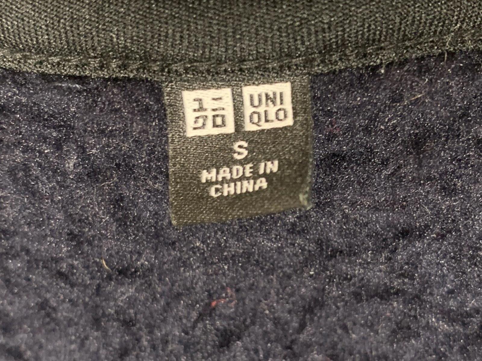 Chaleco pequeño azul marino UNIQLO para mujer, chaqueta de forro polar con cuello en V y cremallera completa, de imitación sherpa
