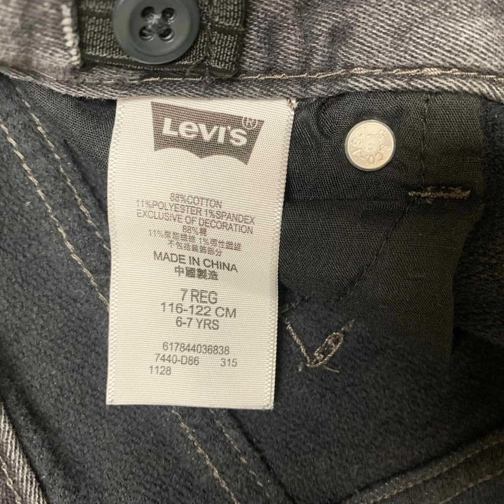 Levi's 511 Kids Talla 7 Reg Gris Negro Slim Fit Soft Knit Jeans W 21 x 20L Real
