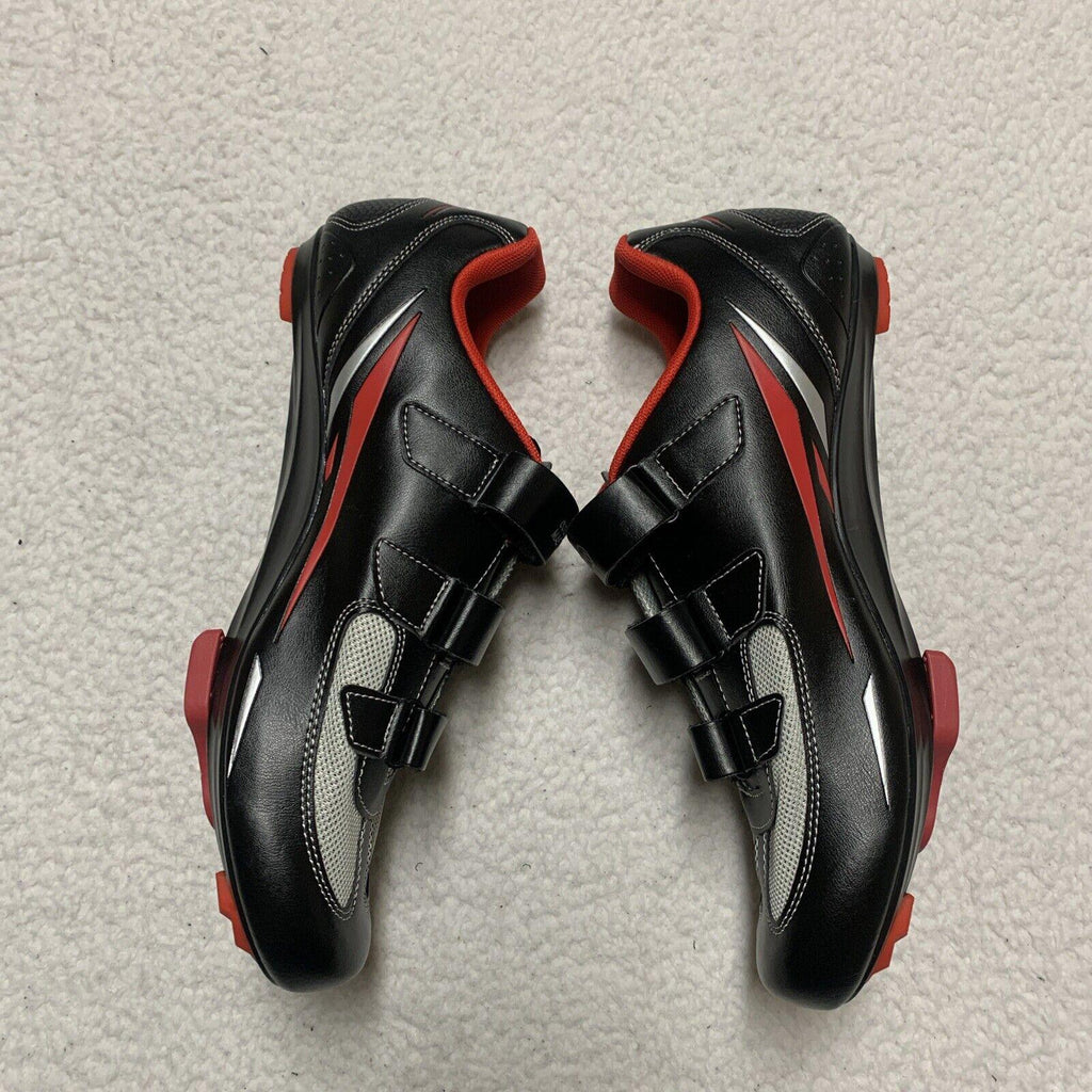 Zapatillas de ciclismo Outdoor Master unisex para mujer, talla 13, para hombre, talla 11, color negro, rojo y gris