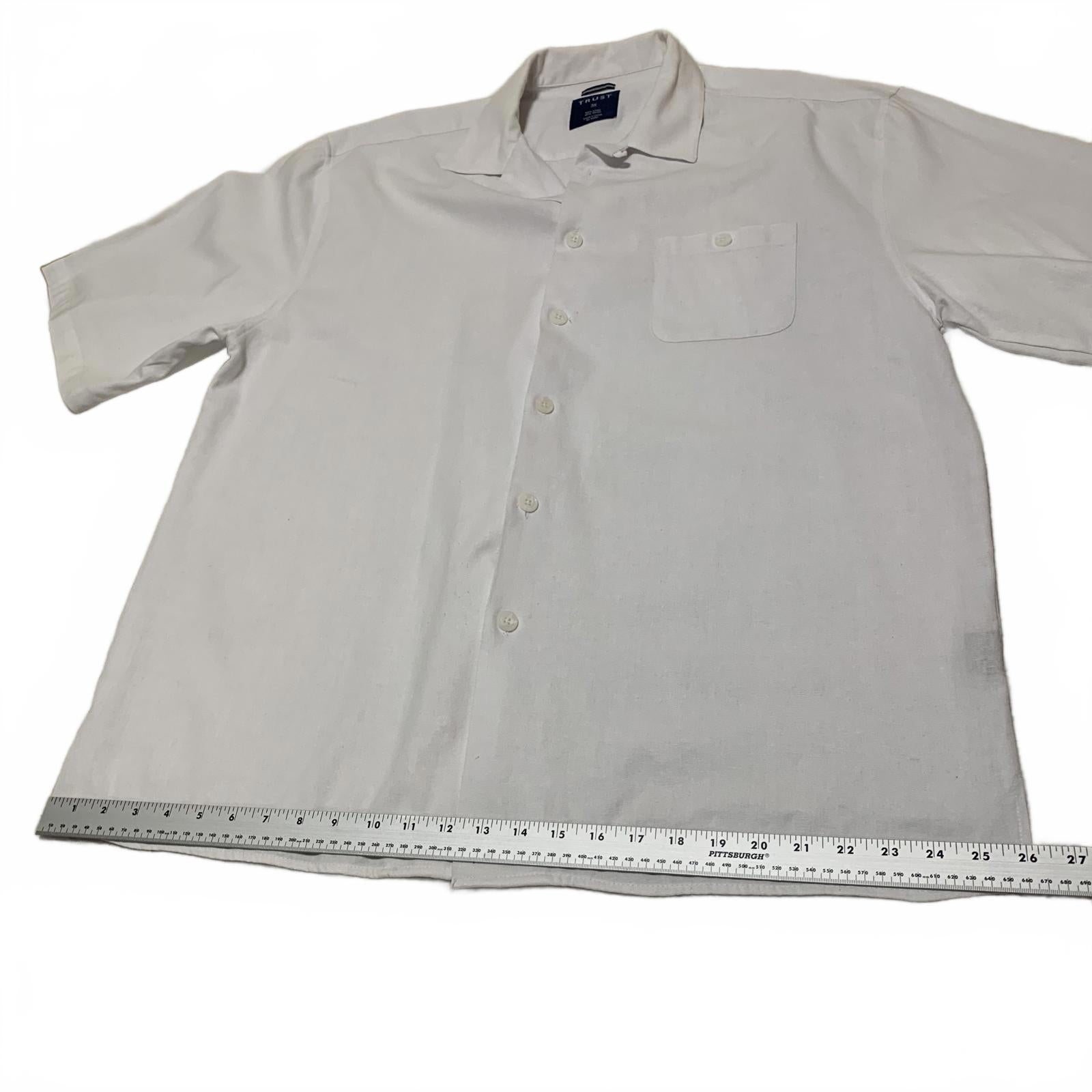 Vtg 90s Trust Men's 3X White Linen Rayon Short Sleeve  Casual Beach 3XL Shirt