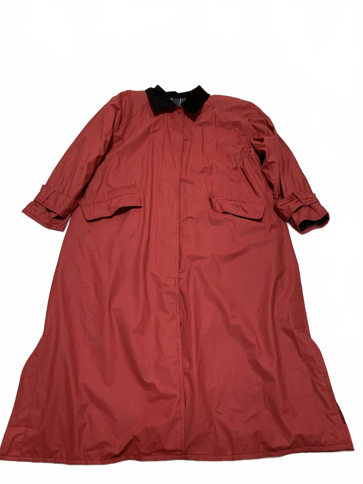 Chaqueta impermeable informal vintage Misty Harbor para mujer, color rojo, talla L, con estampado a cuadros y carcasa de PVC