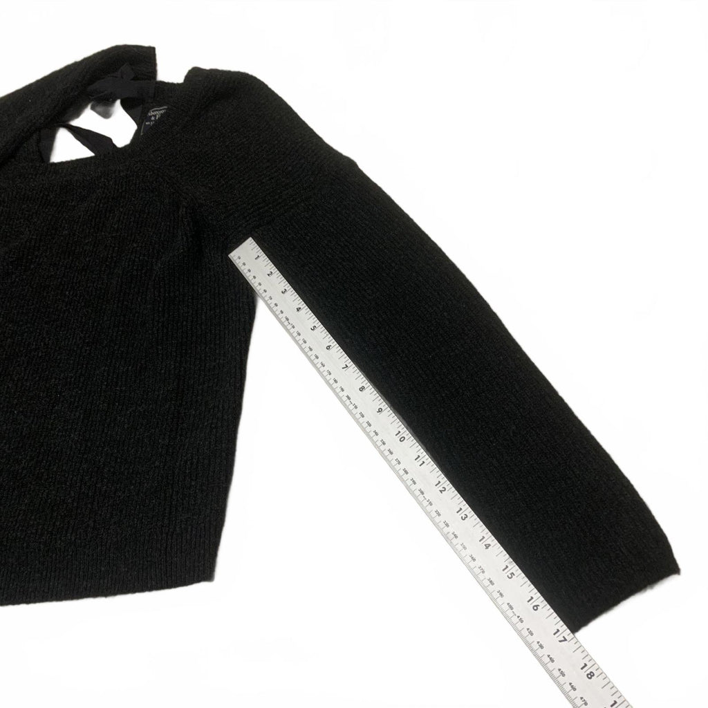 Suéter Abercrombie &amp; Fitch de manga larga negro Y2K con lazo en la espalda para mujer, talla M